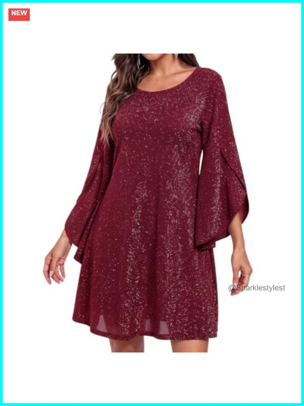 Sequin Cocktail Dress Half Sleeve A Line Evening Party Mini
